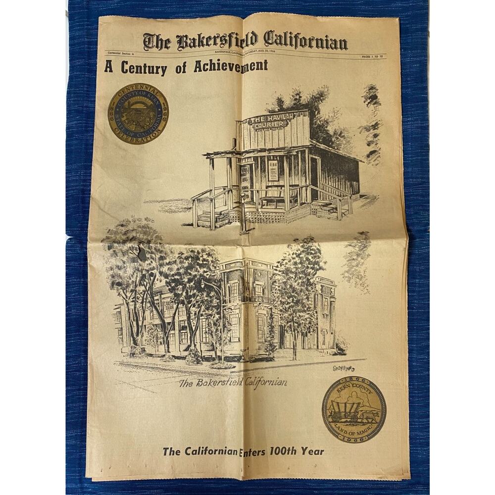 Vintage 8/20 1966 The Bakersfield Californian Newspaper 100 Year Anniversary 40B
